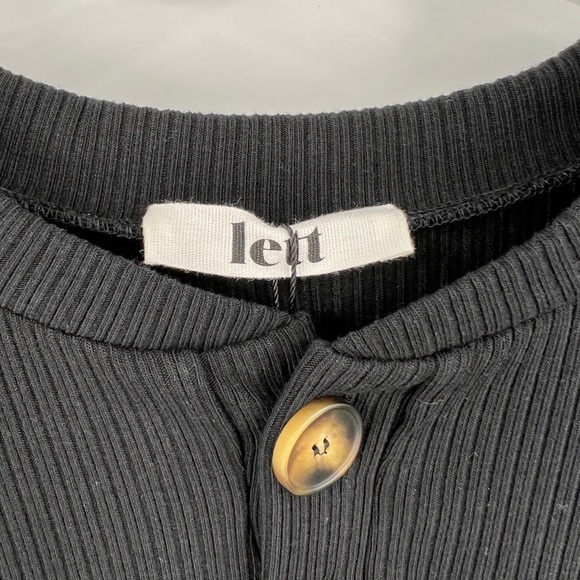 LETT Kruger Henley Ribbed Top In Black Size Large NWT - Picture 6 of 10